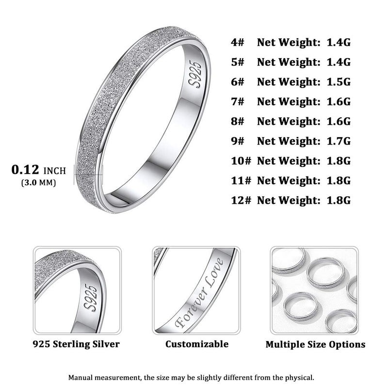 ChicSilver 925 Sterling Silver Stacking Rings for Women Skinny Thin Stackable Ring 3mm Wedding Band Ring Dainty Simple Jewelry for Size 4 - Image 5
